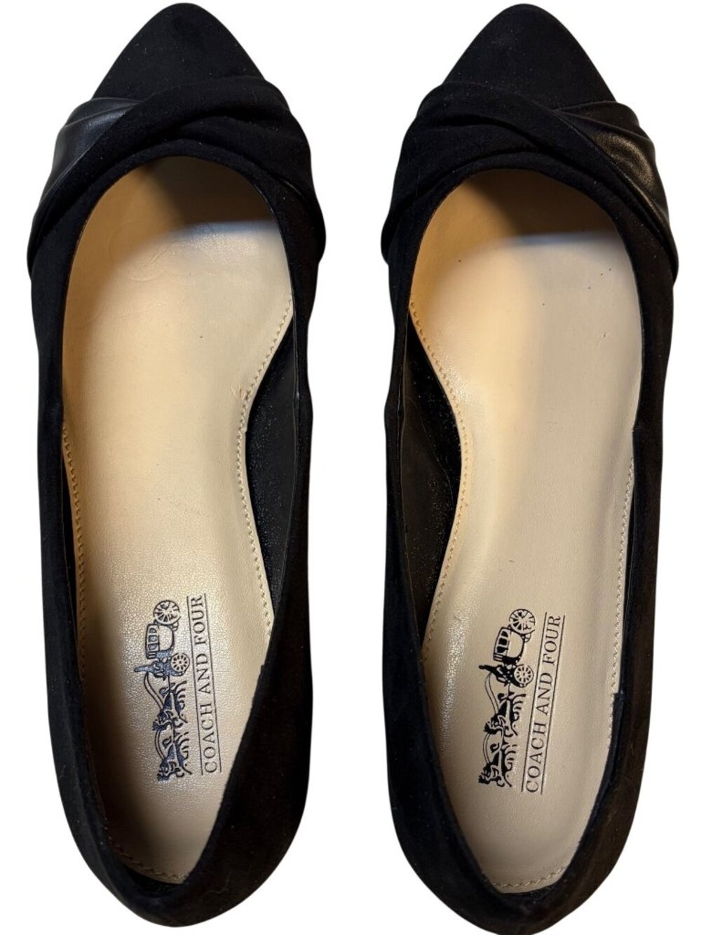 NEW COACH and FOUR Ballet Flats Twisted Toe Black Size 6 SlipOn Velvet Shoes